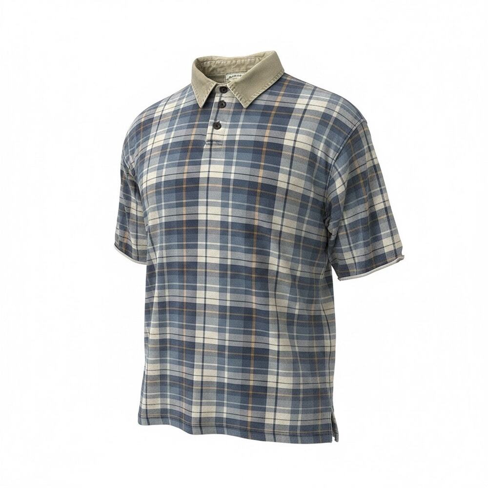 VTG 90s AE Plaid Corduroy Collar Polo XL Grunge Skater Dark Academia Preppy